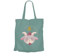 Fabulous Tote Bag Sac Shopping en Toile Turquoise - Chèvre Illustration Zodiaque Chinois Dessin Illustration Horoscope Animal - 10 L