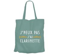 Fabulous Tote Bag Sac Shopping en Toile Turquoise - J'Peux Pas J'ai Clarinette Instrument Vent Classique - 10 L