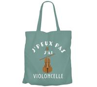 Fabulous Tote Bag Sac Shopping en Toile Turquoise - J'Peux Pas J'ai Violoncelle Orchestre Musique Classique - 10 L