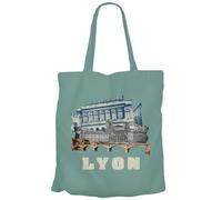 Fabulous Tote Bag Sac Shopping en Toile Turquoise - Lyon Collage France Ville Est Culture - 10 L