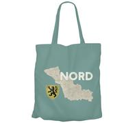 Fabulous Tote Bag Sac Shopping en Toile Turquoise - Nord 59 Departement Ch'ti Lille Carte Ancienne - 10 L