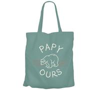 Fabulous Tote Bag Sac Shopping en Toile Turquoise - Papy Ours Famille Mignon Animal Polaire - 10 L