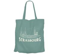 Fabulous Tote Bag Sac Shopping en Toile Turquoise - Strasbourg Minimalist Ville France Histoire Patrimoine - 10 L