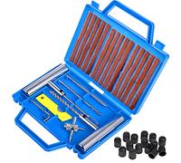 faburo 38PCS Kit de Réparation de Pneu, Kit de Reparation avec Gants Jetables, Tubeless Roue De Pneu Crevaison Outil De Rectification Set pour Moto, VTT, Jeep, Réparation de Perforation de Pneu Plat
