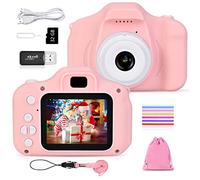 Faburo Appareil Photo Enfant Mini Numérique Caméra pour Enfant pour Jouet Cadeau Filles Garçons de 3 à 10 Ans, 12 Mpixels, 32G TF Carte, Vidéo HD 1080p, 510 Coins Photo pour Jeu en Plein air (Rose)