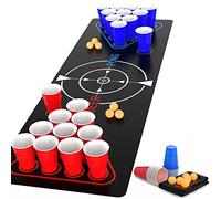 Faburo Beer Kit, Jeu à Boire, Pack Complet, Tapis de Jeu Beer-Pong, 22 Tasses, 6 Billes, pour Soirées et Barbecue Adultes