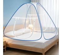 Faburo Moustiquaire de Lit Pliable en Forme de Dôme, 2 m x 2 m x 1,5 m, Fermeture à Glissière Double Porte, Rideau Tente Portable pour Camping