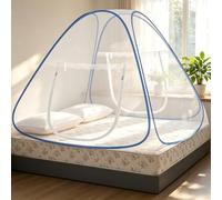 Faburo Moustiquaire de Lit Pliable en Forme de Dôme, 2 m x 2 m x 1,5 m, Fermeture à Glissière Double Porte, Rideau Tente Portable pour Camping et Chambre