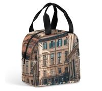 Facade Architecture Urban Image Sac à déjeuner pour homme et femme, sacs fourre-tout isothermes portables avec poignée, étanche, réutilisable, pour le travail, le pique-nique, les voyages
