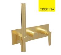 Facade bain douche mitigeur encastré 2 sorties Or Brossé FRACTAL - CRISTINA ONDYNA FT60296P