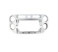 Façade D'autoradio 2 Din 9 Pouces pour VW pour Tiguan 2010-2015 Adaptateur Lecteur Android Couvercle Panneau Stéréo Beze Radio Fascia Dash Kit Cadre Panneau(Silver-27mm-A,Frame Cord canbus)