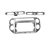 Façade D'autoradio 2 Din 9 Pouces pour VW pour Tiguan 2010-2015 Adaptateur Lecteur Android Couvercle Panneau Stéréo Beze Radio Fascia Dash Kit Cadre Panneau(Silver-27mm,Only Frame)