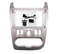 Façade D'autoradio 2 DIN pour Dacia pour Logan pour Duster Adaptateur Cadre Façade Panneau CD Garniture Tableau Bord WEFOLCC(Sliver Cord canbus B)