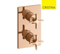 Façade douche thermostatique encastré 2 sorties Or Rose Brossé Cross Road - CRISTINA ONDYNA XR75234P