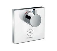Facade en verre pour mitigeur encastré ShowerSelect Glass haut débit sortie permanente et robinet d'arrêt blanc chromé