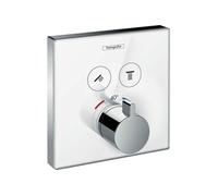 Hansgrohe ShowerTablet ShowerSelect thermostat en verre, encastré, 2 consommateurs, Coloris: Chrome / Blanc - 15738400