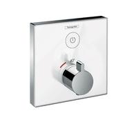 Facade en verre pour mitigeur thermostatique encastré ShowerSelect Glass avec robinet d'arrêt blanc/chromé