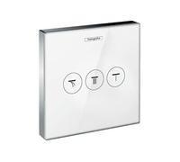 Facade en verre robinet d'arrêt ShowerSelect Glass pour 3 fonctions blanc/chromé
