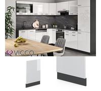 Façade lave-vaisselle Meuble de cuisine R-Line 45 cm anthracite blanc Vicco