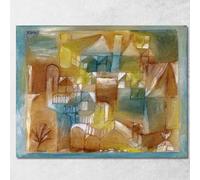 Façade Marron-Vert Paul Klee, pkl30 Tableau imprimé sur toile, Fine Art prêt à accrocher 125 x 100 cm