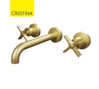 Façade mélangeur lavabo mural saillie 18 cm Or Brossé Cross Road - CRISTINA ONDYNA CR24296P