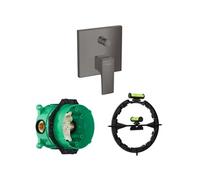 Façade Metropol mitigeur bain douche encastré Noir Chromé brossé avec corps encastré et outil