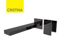 Façade mitigeur lavabo 2 trous murale encastrée Chromé Noir Tabula - CRISTINA ONDYNA TA25972