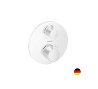 Façade mitigeur thermostatique encastré Ecostat S avec robinet d'arrêt et inverseur blanc mat