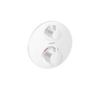 Façade mitigeur thermostatique encastré Ecostat S avec robinet d'arrêt et inverseur blanc mat