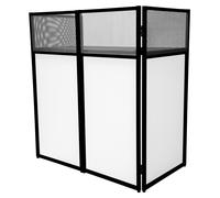 Façade Portable en Métal pour Stand DJ Disc Jockey DJ Booth 114 x 105 x 57 cm - [1 Tissu Noir & 2 Tissus Blancs INCLUS] Projections Effets Spéciaux Soirées Fêtes - Facile à Transporter - Créez le Buzz