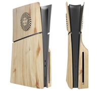 Façade pour console PS5 Slim - Coque de protection de rechange pour PS5 - Accessoires fins (version disque de couleur grain de bois)