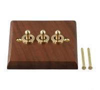 Façade pour interrupteur à bascule en bois de noyer noir avec levier à bascule en laiton fait à la main, mécanisme de haut en bas, contrôle sûr pour lumières et ventilateurs, élément décoratif 86 x 86