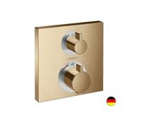 Façade pour mitigeur thermostatique encastré Ecostat Square avec robinet d'arrêt et inverseur bronze brossé