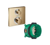 Facade pour mitigeur thermostatique encastré Ecostat Square avec robinet d'arrêt et inverseur bronze brossé avec Corps encastré