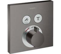 Façade pour mitigeur thermostatique encastré HANSGROHE ShowerSelect avec 2 fonctions noir chromé brossé noir chromé brossé G