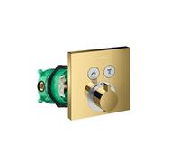 Façade pour mitigeur thermostatique encastré ShowerSelect avec 2 fonctions aspect doré poli et corps encastré iBox