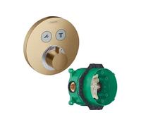 Facade pour mitigeur thermostatique encastré ShowerSelect S avec 2 fonctions bronze brossé avec Corps encastré