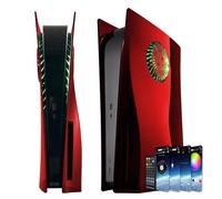 Façade PS5 avec Bande Lumineuse LED RVB 8 Couleurs 400+ Effets Couvertures PlayStation 5 Disc Edition - Galvanoplastie Rouge