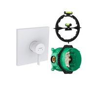 Façade robinet encastré mécanique Finoris Blanc mat + Corps encastré universel iBox + Outil d'aide au montage