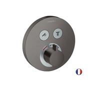 Façade ShowerSelect S pour mitigeur thermostatique encastré noir chromé brossé