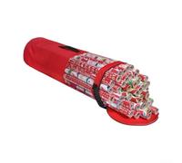 Façade transparente en PVC pour papier cadeau, sac de rangement en polyester résistant avec espace pour 24 rouleaux et design pliable (rouge)