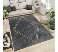 FACADUP Dirty Rug Petit tapis rétro gris foncé avec texture rouille et géométrie rurale pour couloir, entrée, salle de bain, buanderie, cuisine 50 x 80 cm