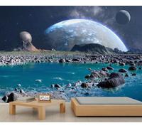 FACADUP Papier peint 3D planète magique, lune galactique magique, papier peint astronomie planète antique pour chambre à coucher, salon, 232 x 158 cm, autocollants muraux de fond (non autocollants)