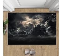 FACADUP Petit tapis antidérapant doux avec motif éclair et nuages noirs et éclairs 60 x 110 cm