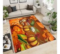 FACADUP Tapis à poils courts motif citrouille d'automne pour chambre à coucher, Action de grâce, style rétro, campagne lavable en machine avec envers antidérapant pour studio et décoration d'intérieur