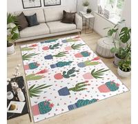 FACADUP Tapis à poils courts pour chambre à coucher, motif cactus du sud-ouest lavable en machine avec envers antidérapant pour studio et décoration d'intérieur - 100 x 140 cm