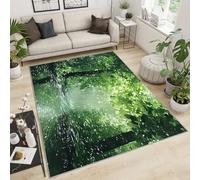 FACADUP Tapis à poils courts pour chambre à coucher, motif forêt tropicale, vue lacs, forêt tropicale, lavable en machine, avec envers antidérapant, pour studio et décoration d'intérieur - 100 x 140