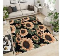 FACADUP Tapis à poils courts pour chambre à coucher, motif tournesols, style rétro, campagne rurale, lavable en machine, avec envers antidérapant, pour studio et décoration d'intérieur - 100 x 140 cm