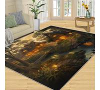 FACADUP Tapis de chalet Jungle - Tapis de campagne rural pour chambre à coucher - Tapis de ferme avec envers antidérapant pour décoration d'intérieur et studio, 90 x 150 cm