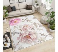 FACADUP Tapis de couloir, motif pivoine rose, 100 x 140 cm, tapis de couloir, campagne, jardin, fleurs, lavable en machine avec envers antidérapant pour studio, décoration d'intérieur